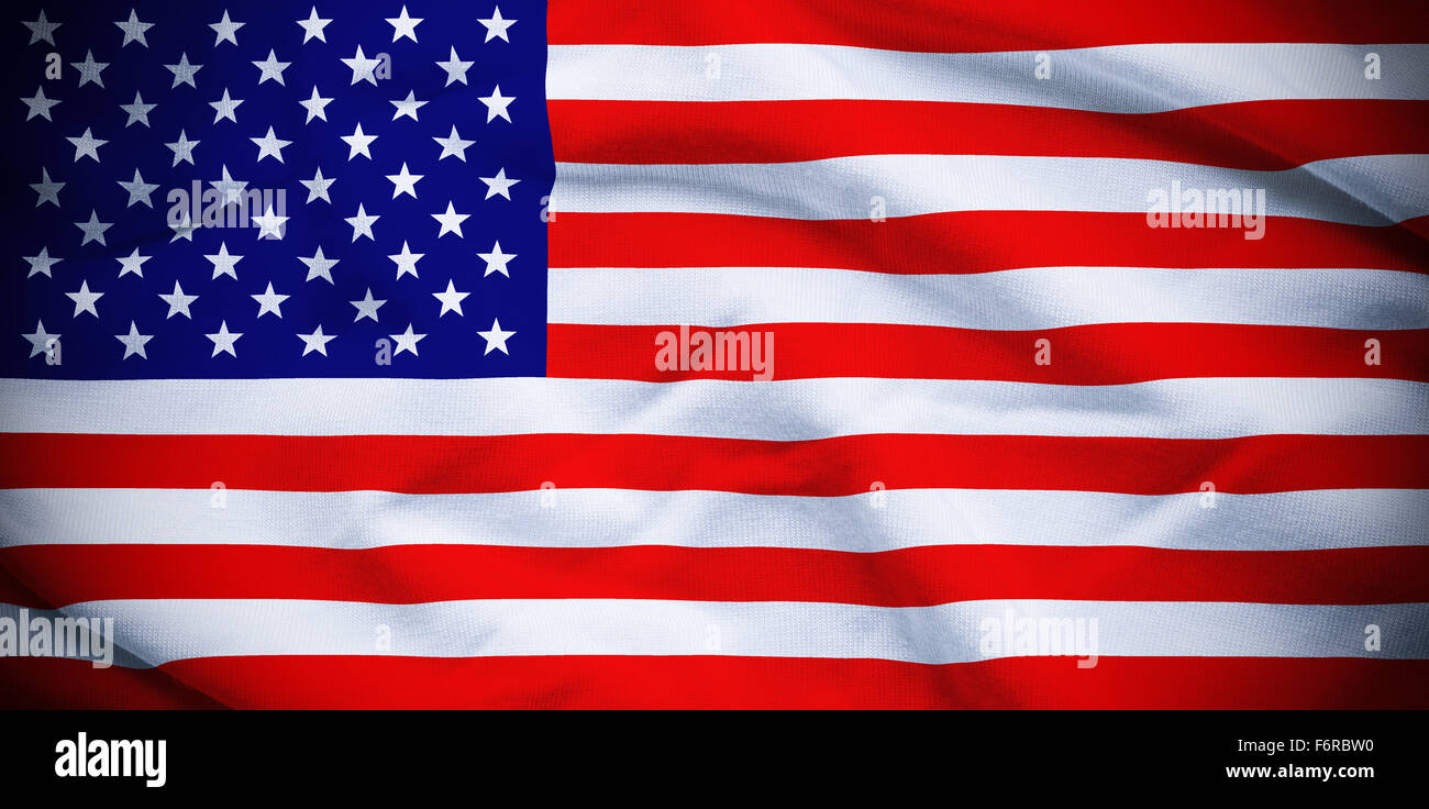 E ondulato increspato bandiera nazionale degli Stati Uniti d'America lo sfondo. Foto Stock