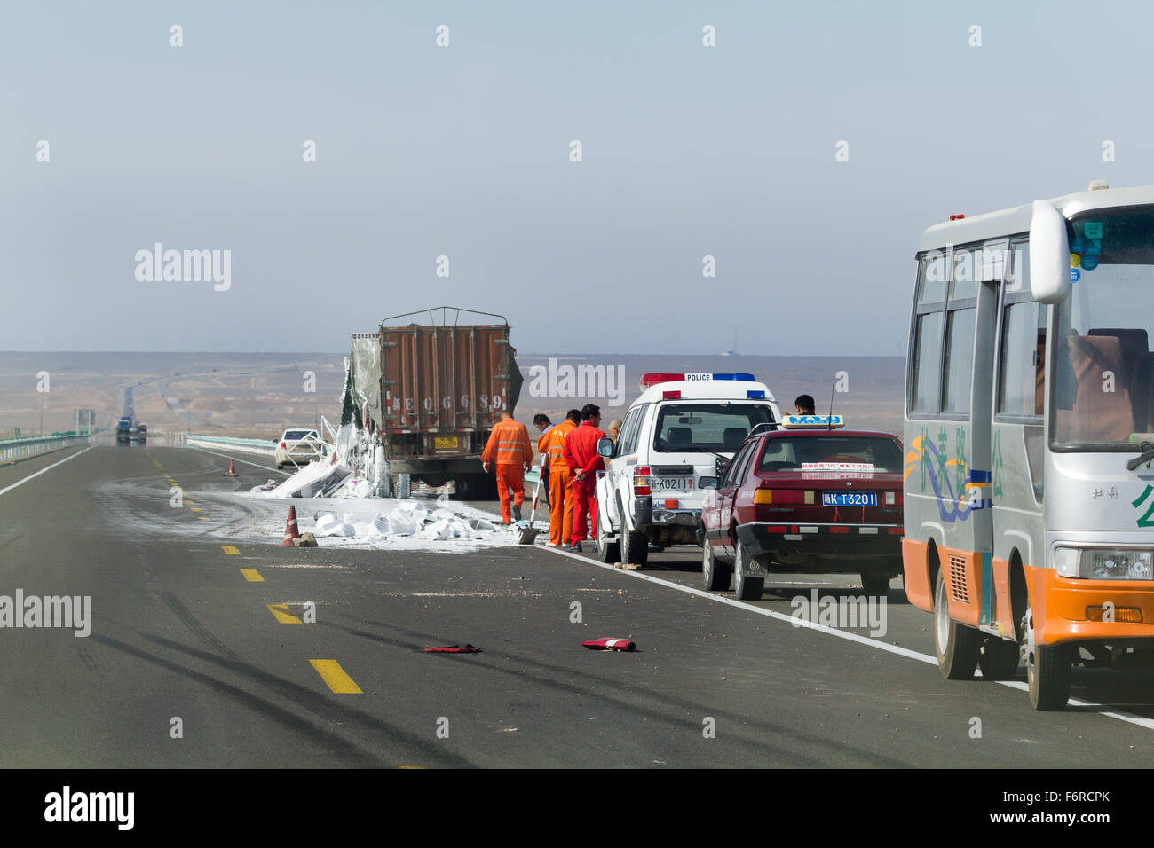 Incidente stradale in G 312 in Cina. Foto Stock