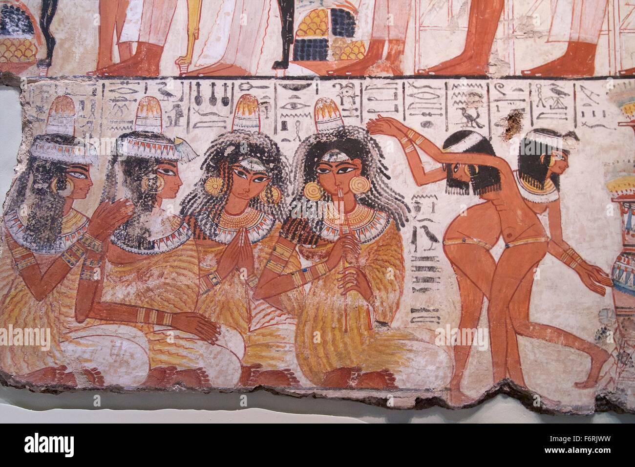 Festa per Nebamun, tomba di decorazione della cappella, al British Museum di Londra, Regno Unito Foto Stock