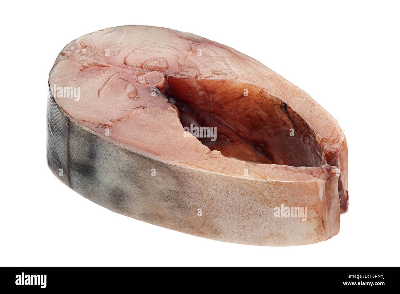 Sgombro pesce di mare slice isolati su sfondo bianco Foto Stock