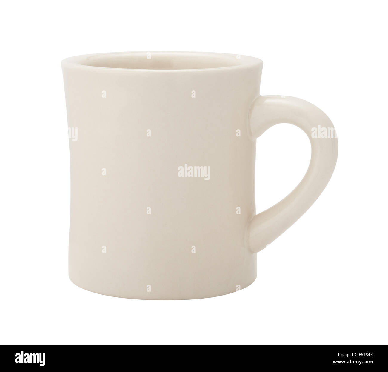 Bianco classico Diner tazza di caffè. L'immagine è tagliata, isolato su uno sfondo bianco. Foto Stock