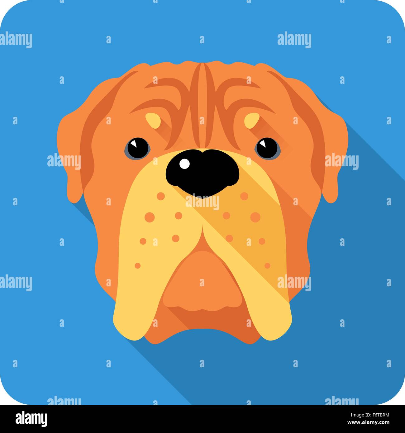 Francese cane Mastiff icona design piatto Illustrazione Vettoriale