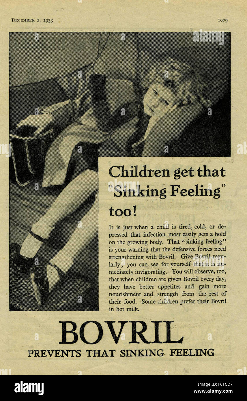 Bovril 1933 Annuncio impedisce che il naufragio sensazione Foto Stock