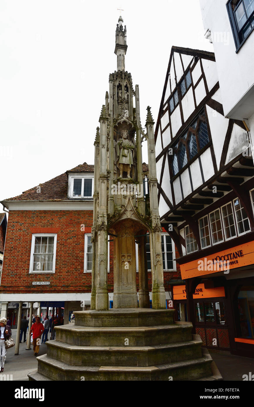 Il Winchester Buttercross. High Street, Winchester. Hampshire. In Inghilterra. Regno Unito Foto Stock