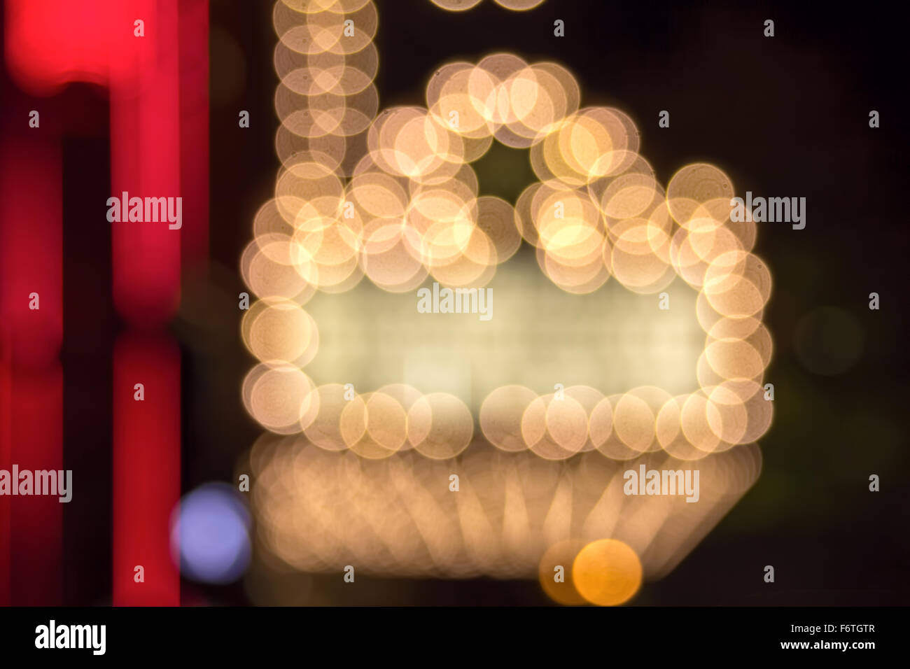 Marquee luci di Broadway Theatre Bokeh di fondo esterna Foto Stock