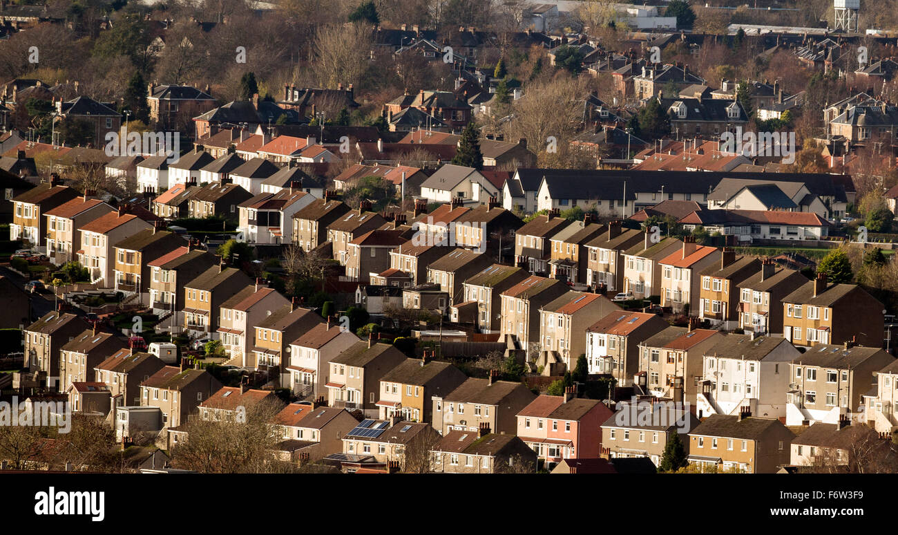 Vista generale delle case suburbane del Regno Unito Foto Stock