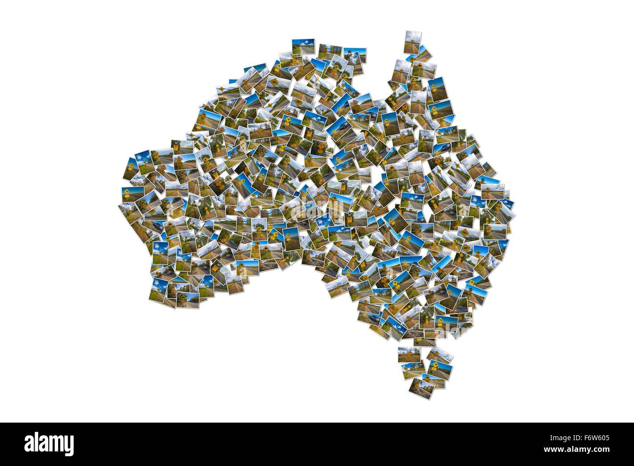 Australia foto mappa collage Foto Stock