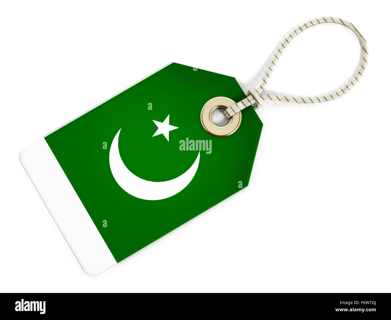 Il pakistan bandiera sul tag isolato. Foto Stock