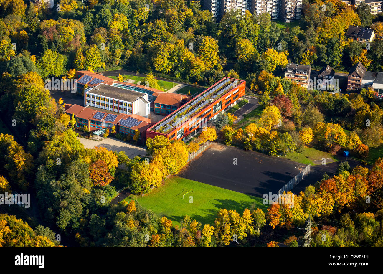 Palestra Essen-Überruhr, istruzione secondaria, Essen, la zona della Ruhr, Renania settentrionale-Vestfalia, scuola,Germania, Europa, vista aerea Foto Stock