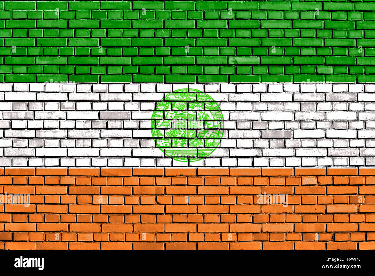 Bandiera di Coral Gables dipinta su un muro di mattoni Foto Stock