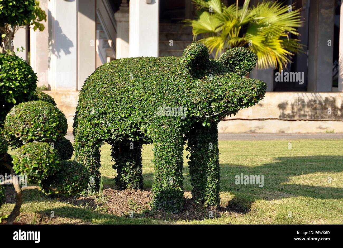 Salaya, Thailandia: giardini paesaggistici e una topiaria da recare a Phra Phutthamonthon parco buddista Foto Stock