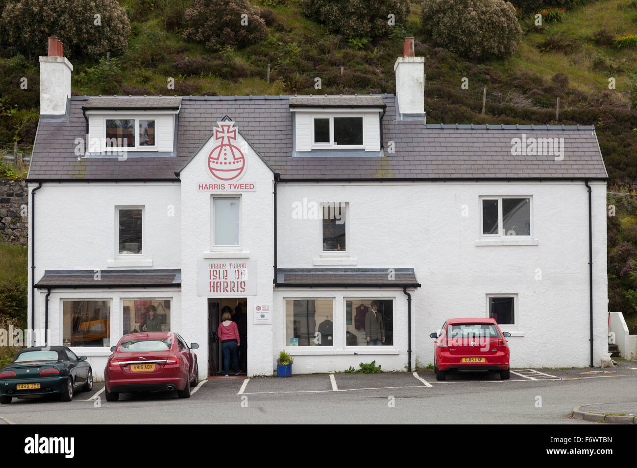 Harris Tweed shop, Tarbert, Isle of Harris. Settembre 2015 Foto Stock