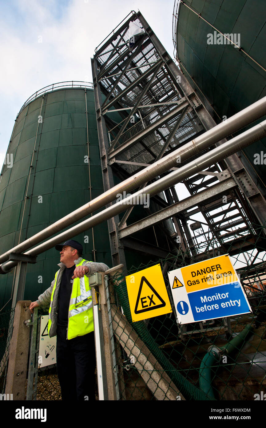 Poo-Power: il primo del Regno Unito, il bio-metano per impianto di griglia e uno dei due nel paese. La Thames Water progetto pilota , Didcot UK. Foto Stock