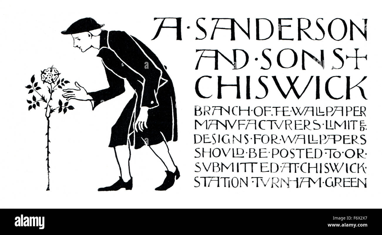 1903 habd disegnato pubblicità per Sanderson Il walpaper dallo Studio Magazine, seekin designs Foto Stock