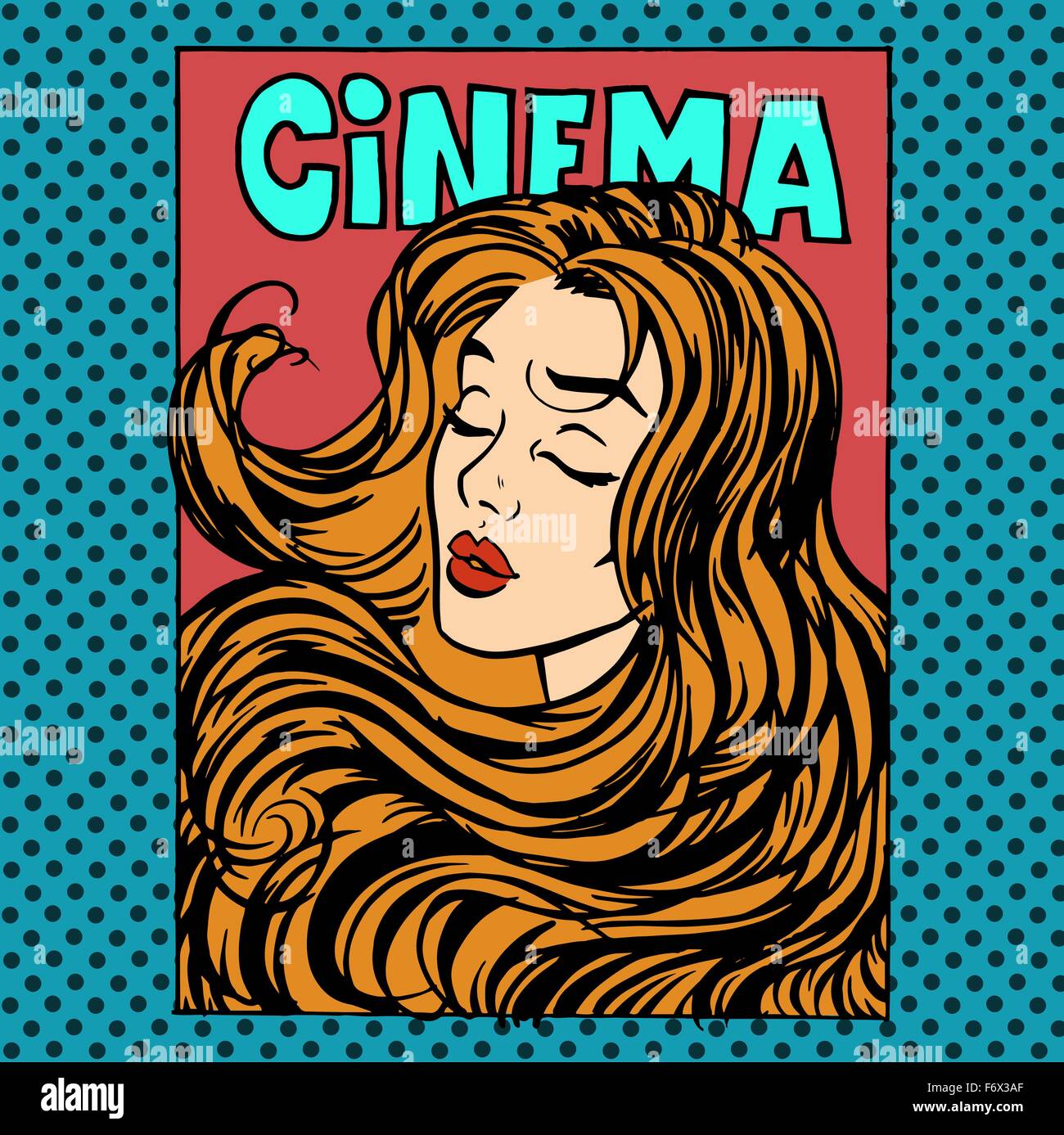 Poster del filmato donna attrice eroina cinema Illustrazione Vettoriale
