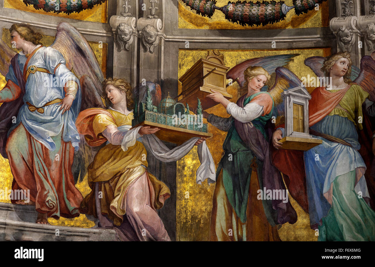 Chiesa di Santa Maria in Trastevere. Vista degli affreschi dell'abside. Foto Stock
