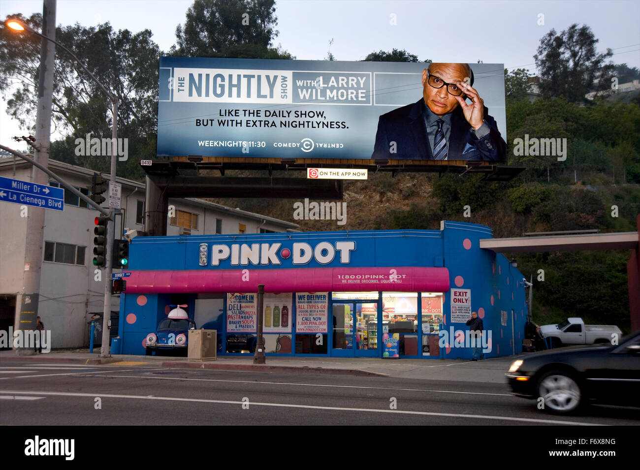 Affissioni oltre il punto rosa store sulla Sunset Strip Foto Stock