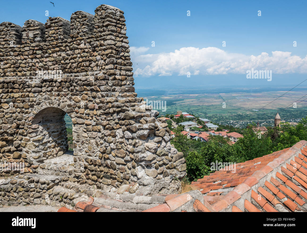 Fortiefied pareti di Sighnaghi town nella regione di Kakheti, Georgia Foto Stock