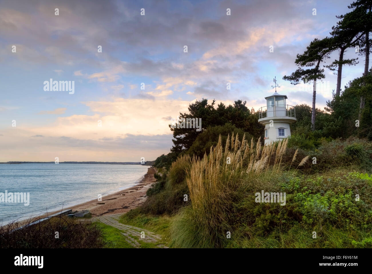 Lepe, Faro, Solent, Hampshire, Inghilterra, Regno Unito Foto Stock