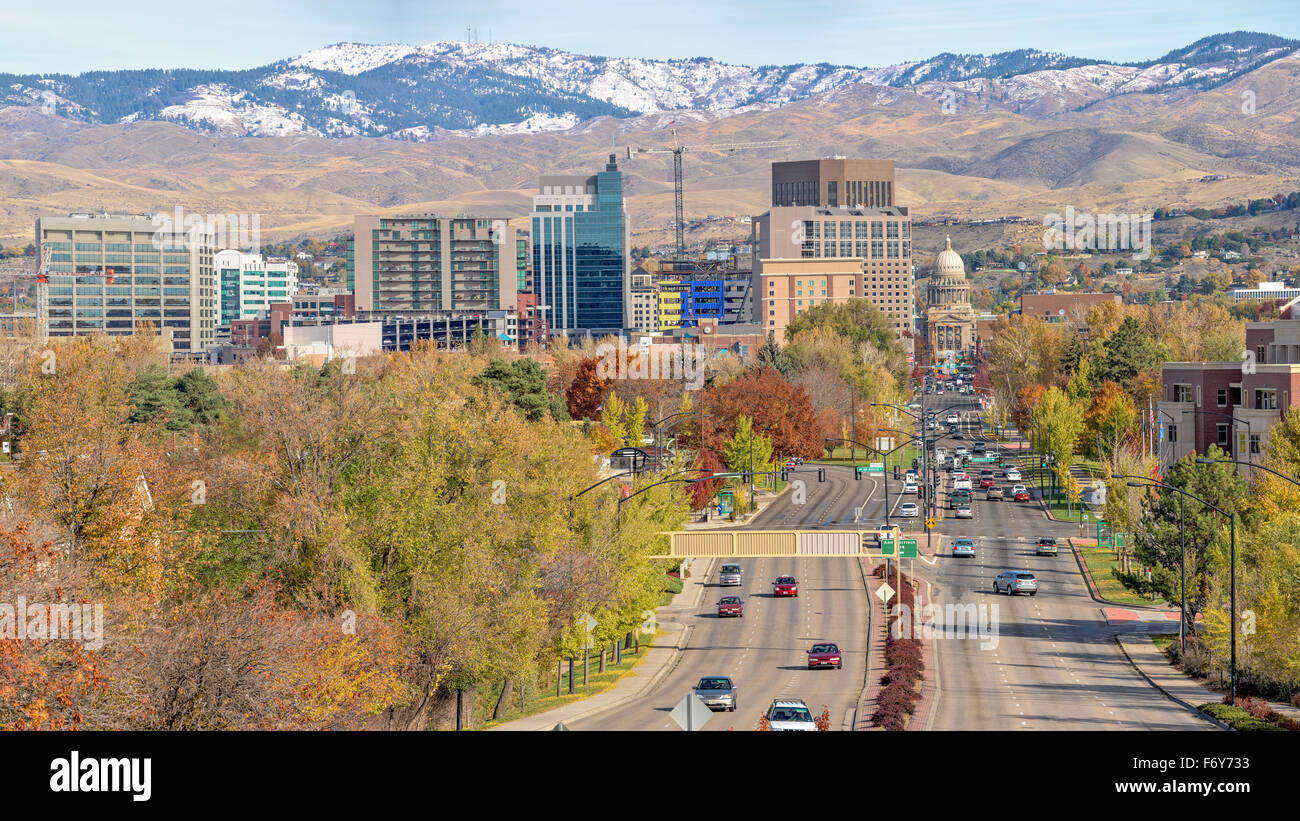 Boise City di alberi skyline in autunno Foto Stock