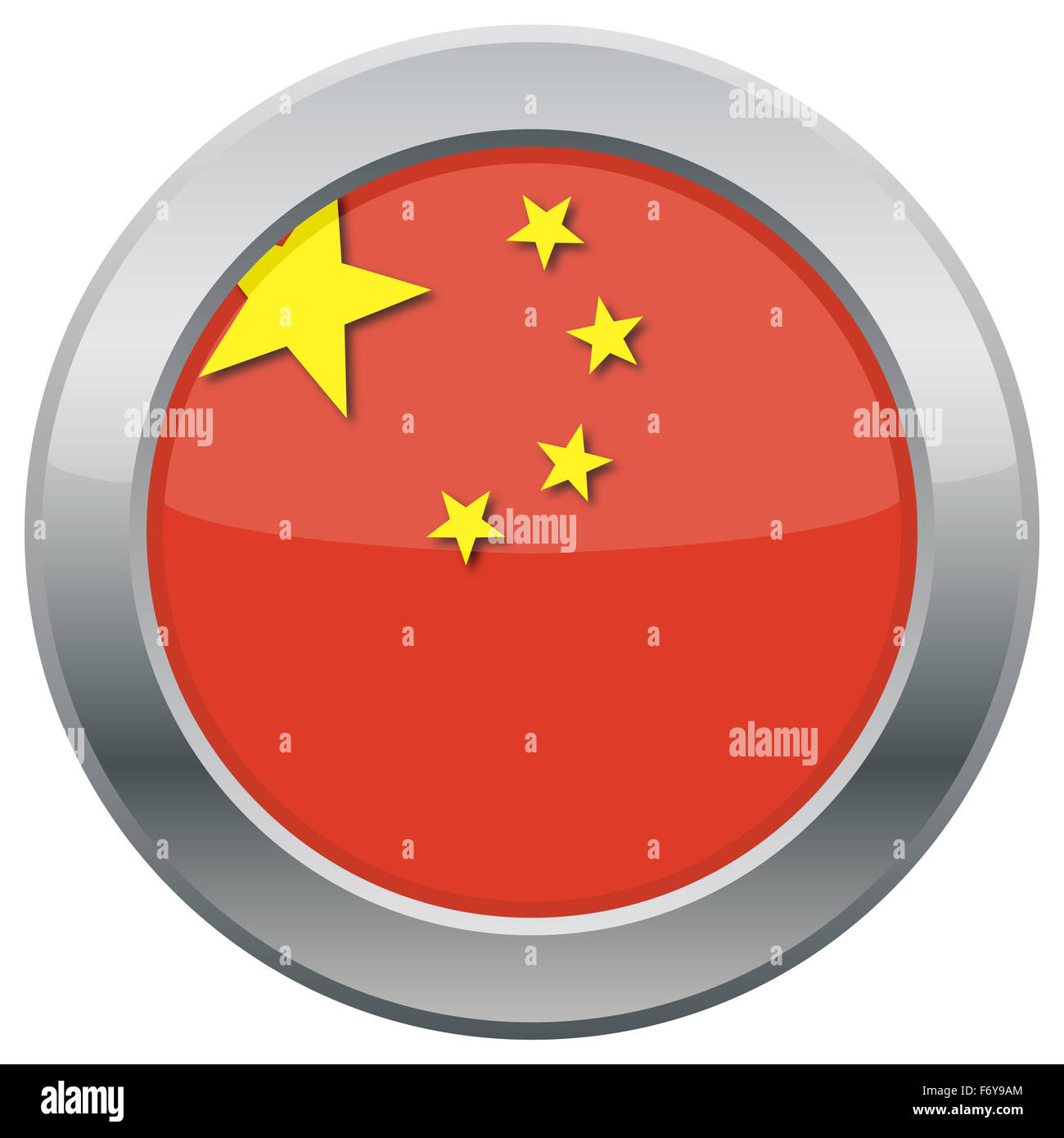 Un cinese icona bandiera isolata su uno sfondo bianco Foto Stock