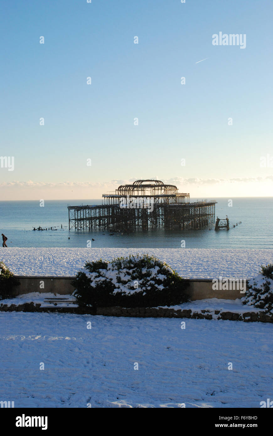 Molo Ovest di Brighton di neve Foto Stock
