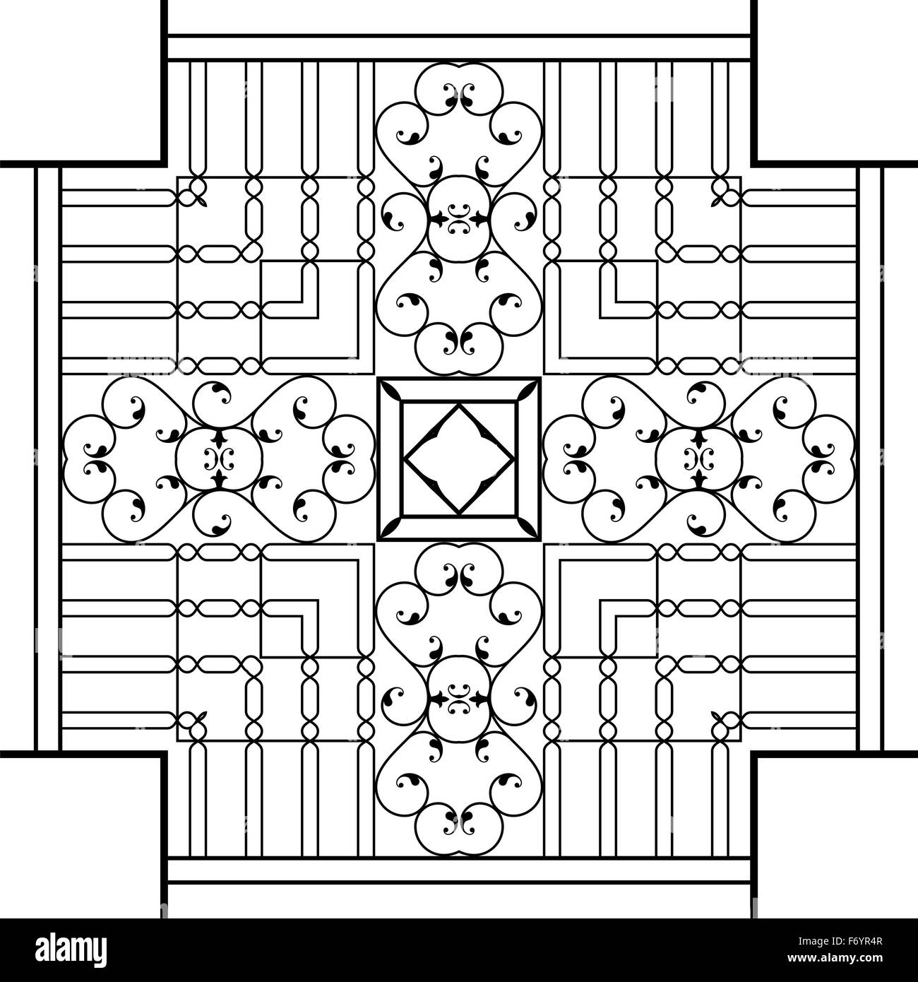 Ferro battuto Camino Grill arte vettoriale Illustrazione Vettoriale