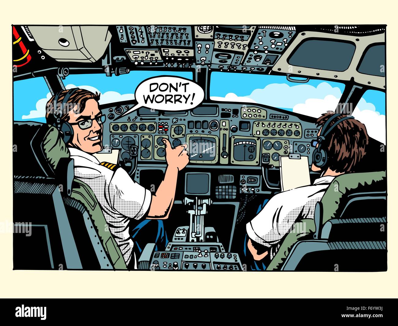 Aeromobile cockpit piloti aeroplano capitano Illustrazione Vettoriale