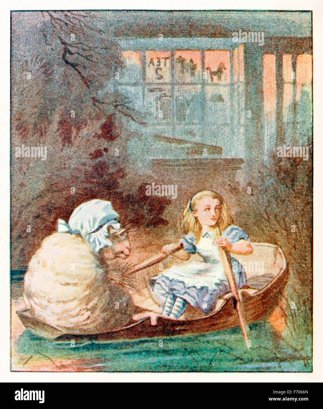 "Pecora è andato con la sua maglia per tutto il tempo, proprio come se nulla fosse accaduto' da 'attraverso il Looking-Glass e quello che Alice vi trovarono' da Lewis Carroll (1832-1898), illustrata da Sir John Tenniel. Vedere la descrizione per maggiori informazioni. Foto Stock