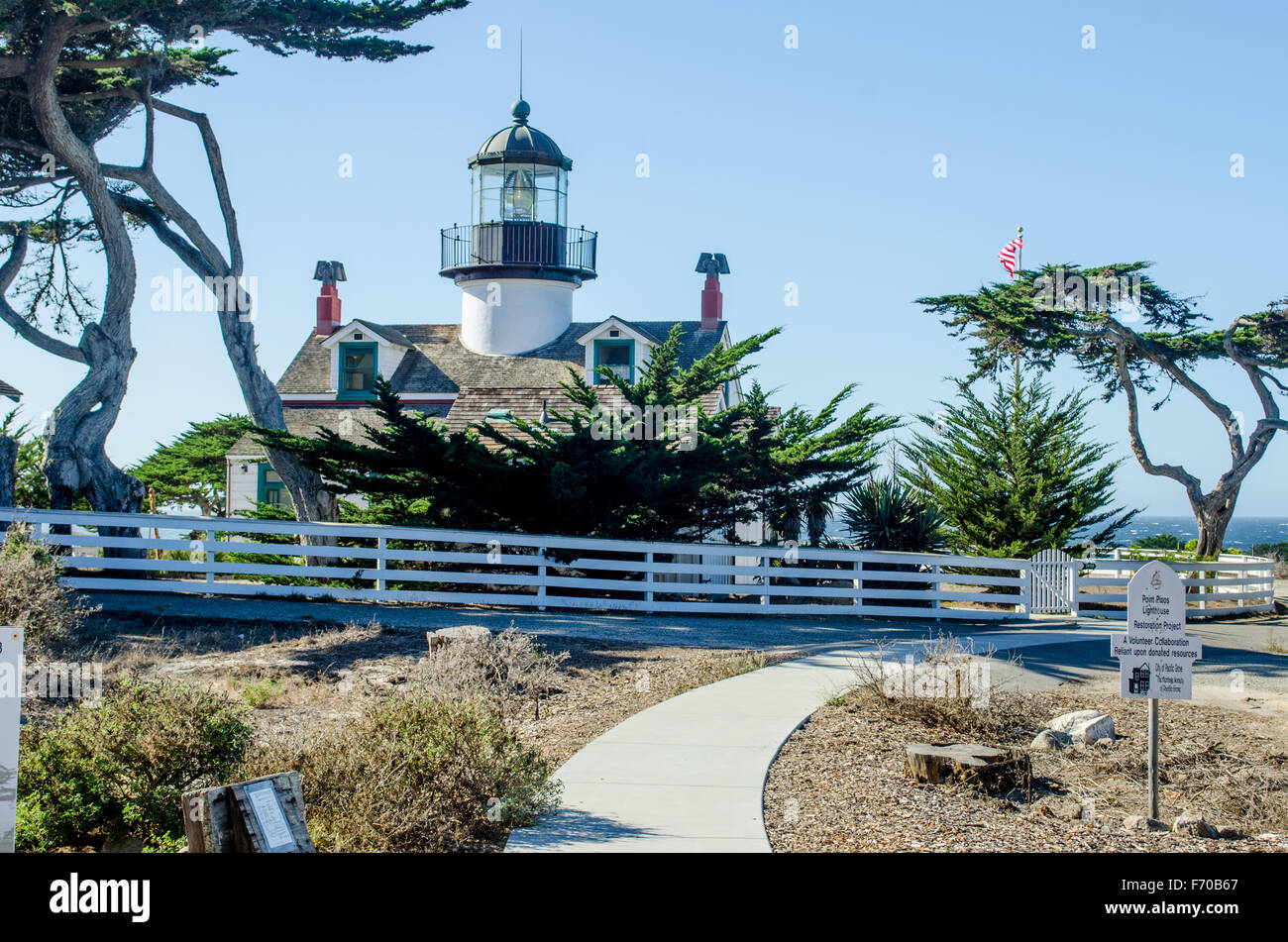 Point Pinos lighthouse, Pacific Grove California Foto Stock