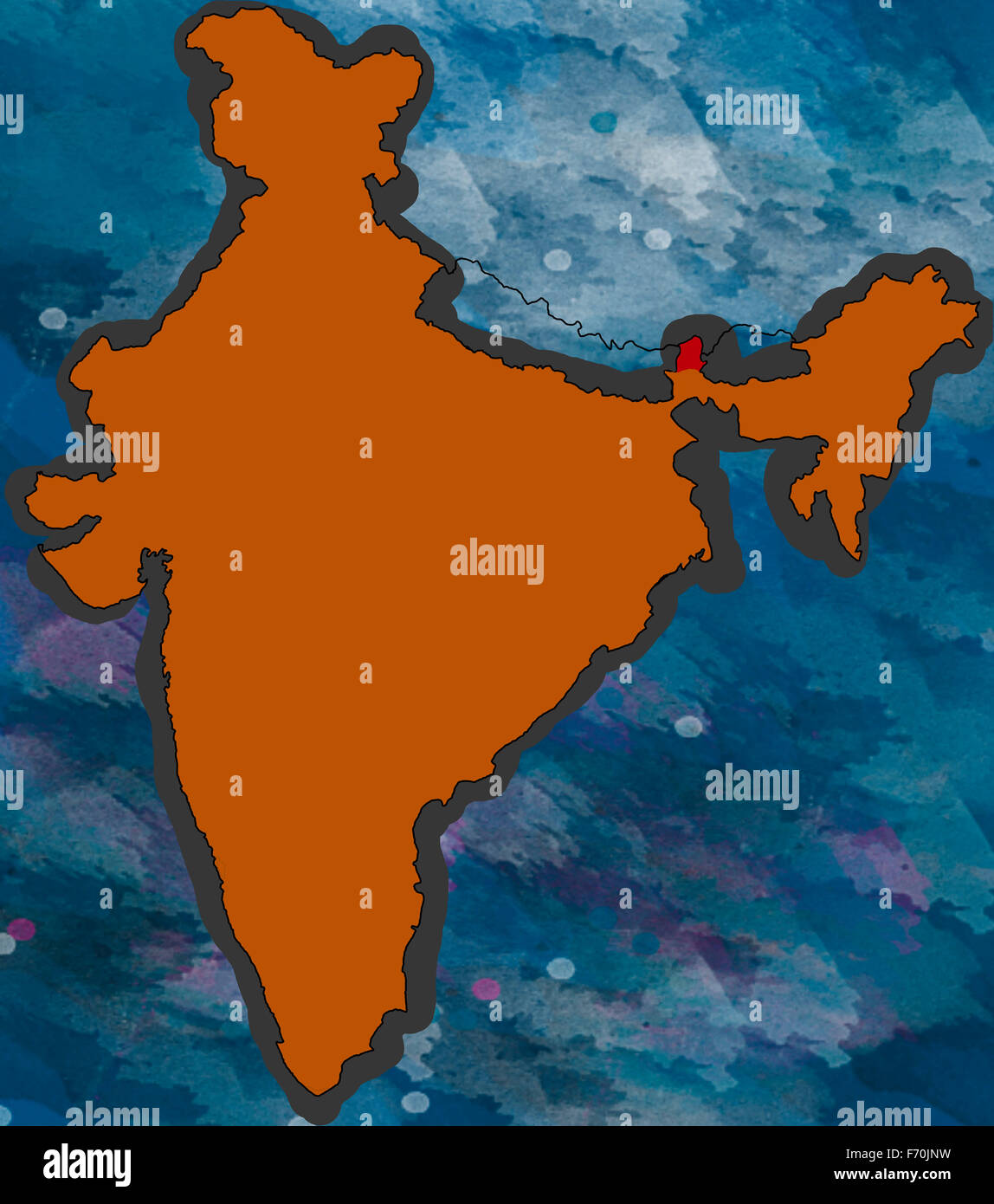 Illustrazione, sikkim ubicazione sulla mappa, India, Asia Foto Stock