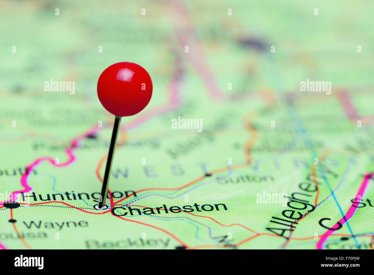Charleston imperniata su una mappa degli STATI UNITI D'AMERICA Foto Stock