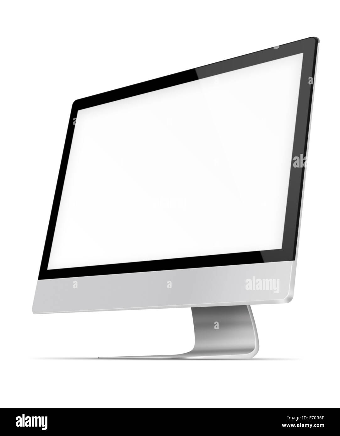 Schermo piatto sul monitor di un computer con schermo vuoto isolato su sfondo bianco. Altamente dettagliata illustrazione. Foto Stock