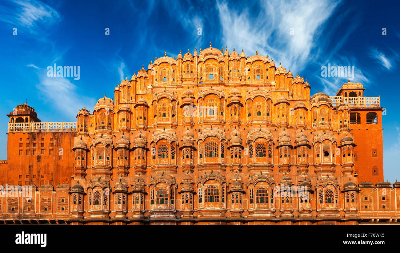 Hawa Mahal Palace di venti, Jaipur, Rajasthan Foto Stock
