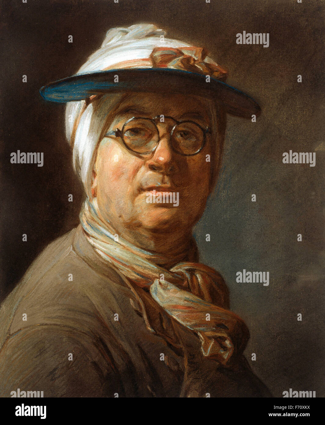 Jean Siméon Chardin - Ritratto di auto con una visiera Foto Stock