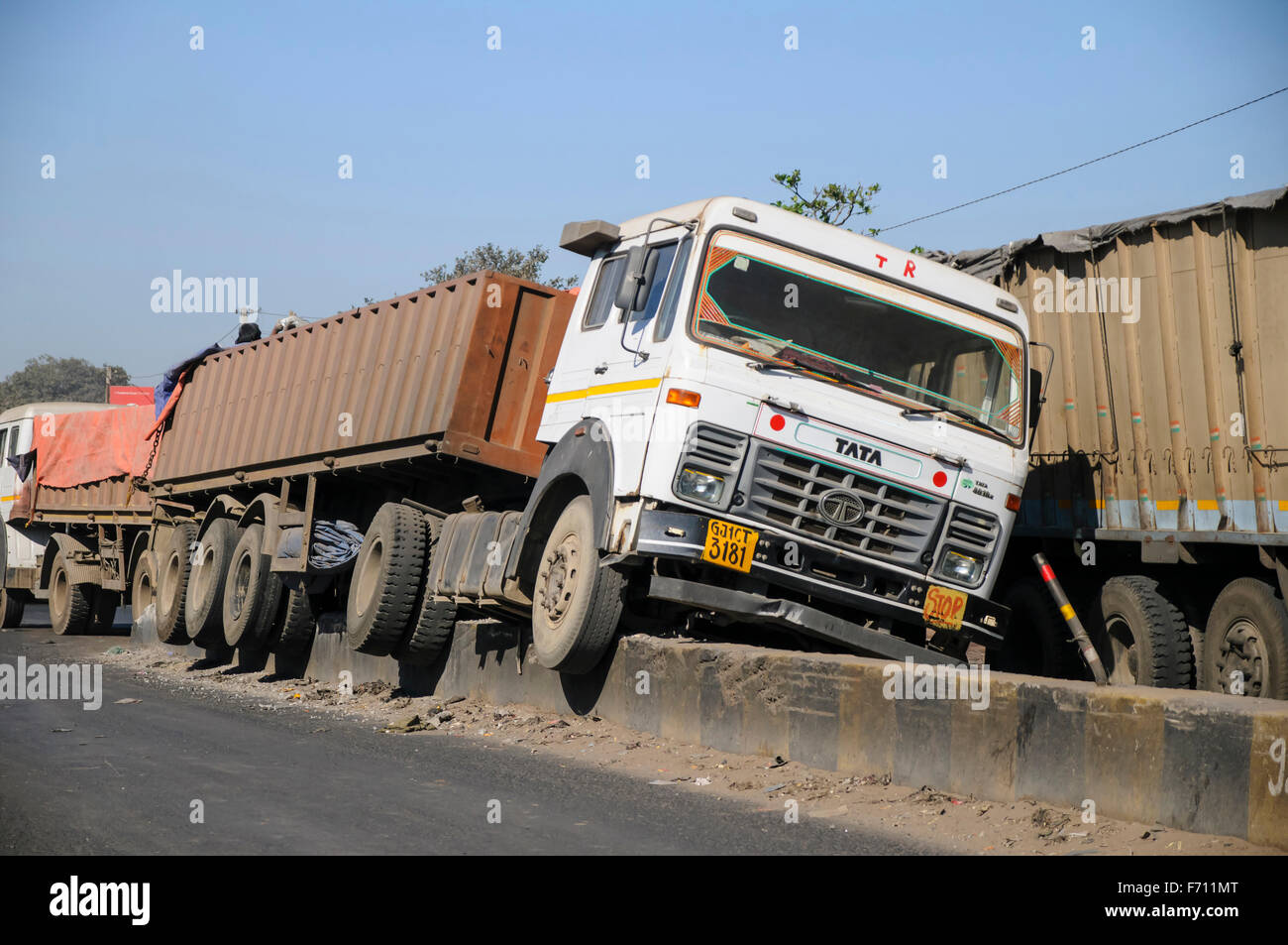 TATA camion incidente, bardoli, gujrat, india, asia Foto Stock