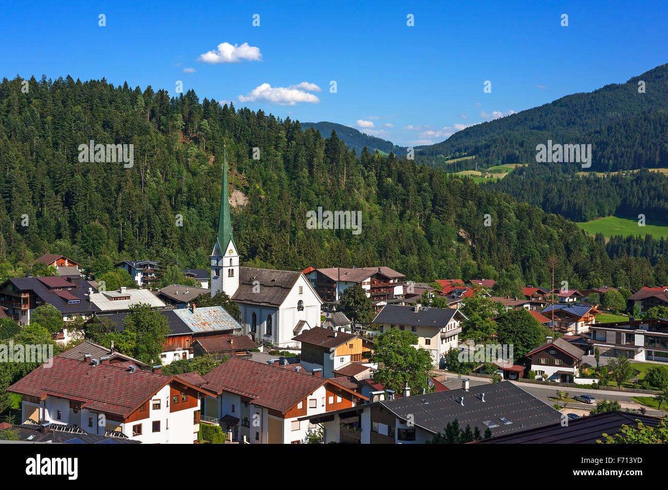 Vista di Scheffau am Wilden Kaiser, Tirolo, Austria Foto Stock