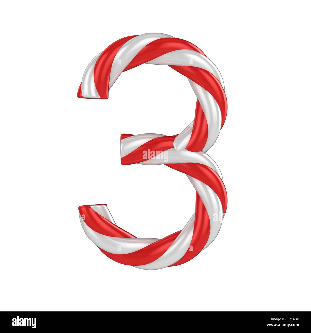 Natale candy cane 3d font - Numero 3 Foto Stock