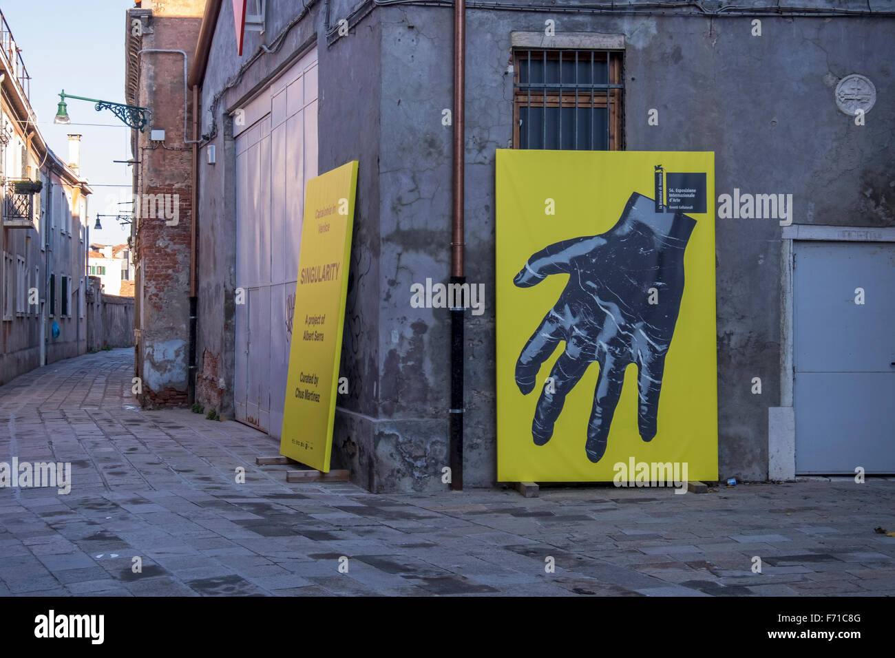 Venezia, Italia - Poster per artista catalano, Albert Serra "ingularity' mostra al 2015 Biennale di Venezia.La Biennale di Venezia, Biennale Foto Stock
