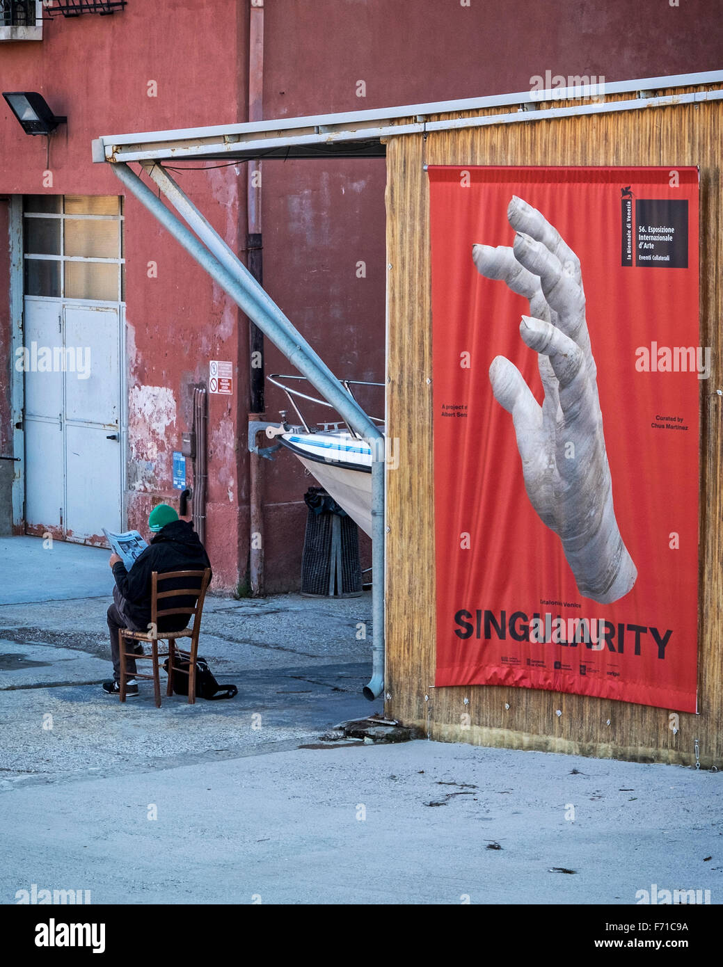 Venezia, Italia - Poster per artista catalano, Albert Serra "ingularity' mostra al 2015 Biennale di Venezia.La Biennale di Venezia, Biennale Foto Stock