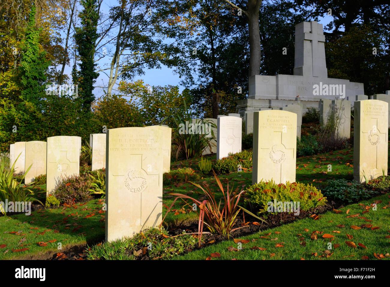 I Guerra Mondiale memoriale per la Nuova Zelanda guerra morto a San Nicola cimitero, Brockenhurst, Hampshire, Regno Unito Foto Stock