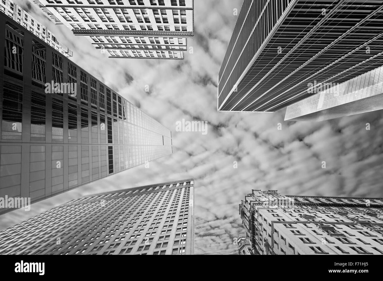 Immagine in bianco e nero di New York grattacieli, STATI UNITI D'AMERICA. Foto Stock