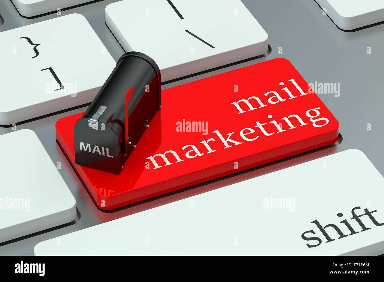 Mail marketing concetto, red hot tasto sulla tastiera Foto Stock
