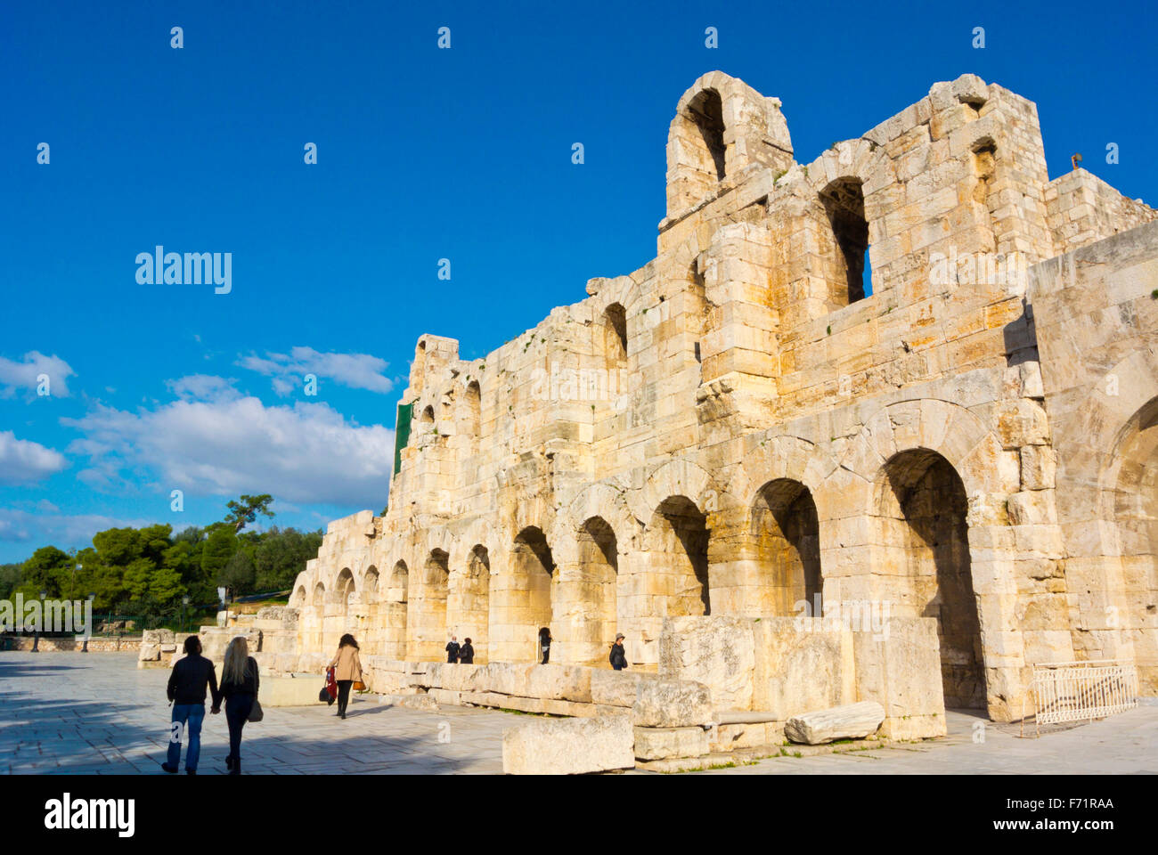 Odeon di Erode Attico, pendio sud del colle dell'Acropoli, antica Atene, Grecia Foto Stock