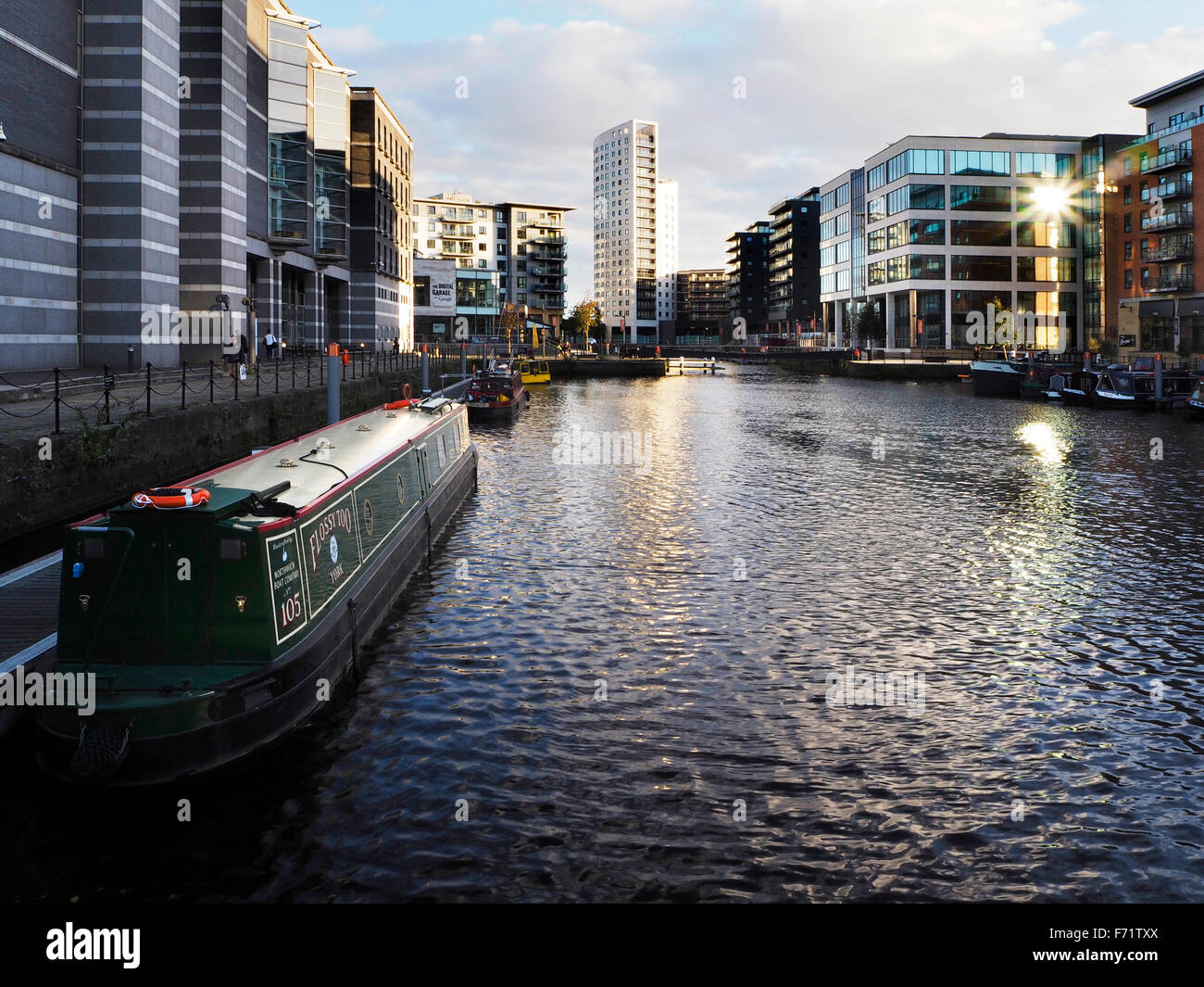 Clarence Dock al tramonto Leeds West Yorkshire Inghilterra Foto Stock