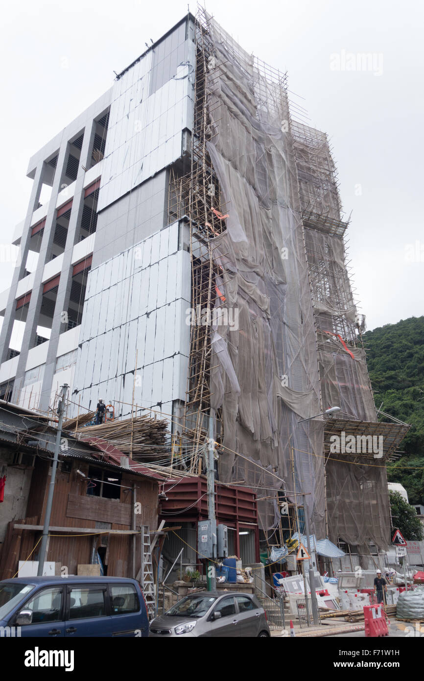 Impalcature di bambù costruzione edilizia di hong kong Foto Stock