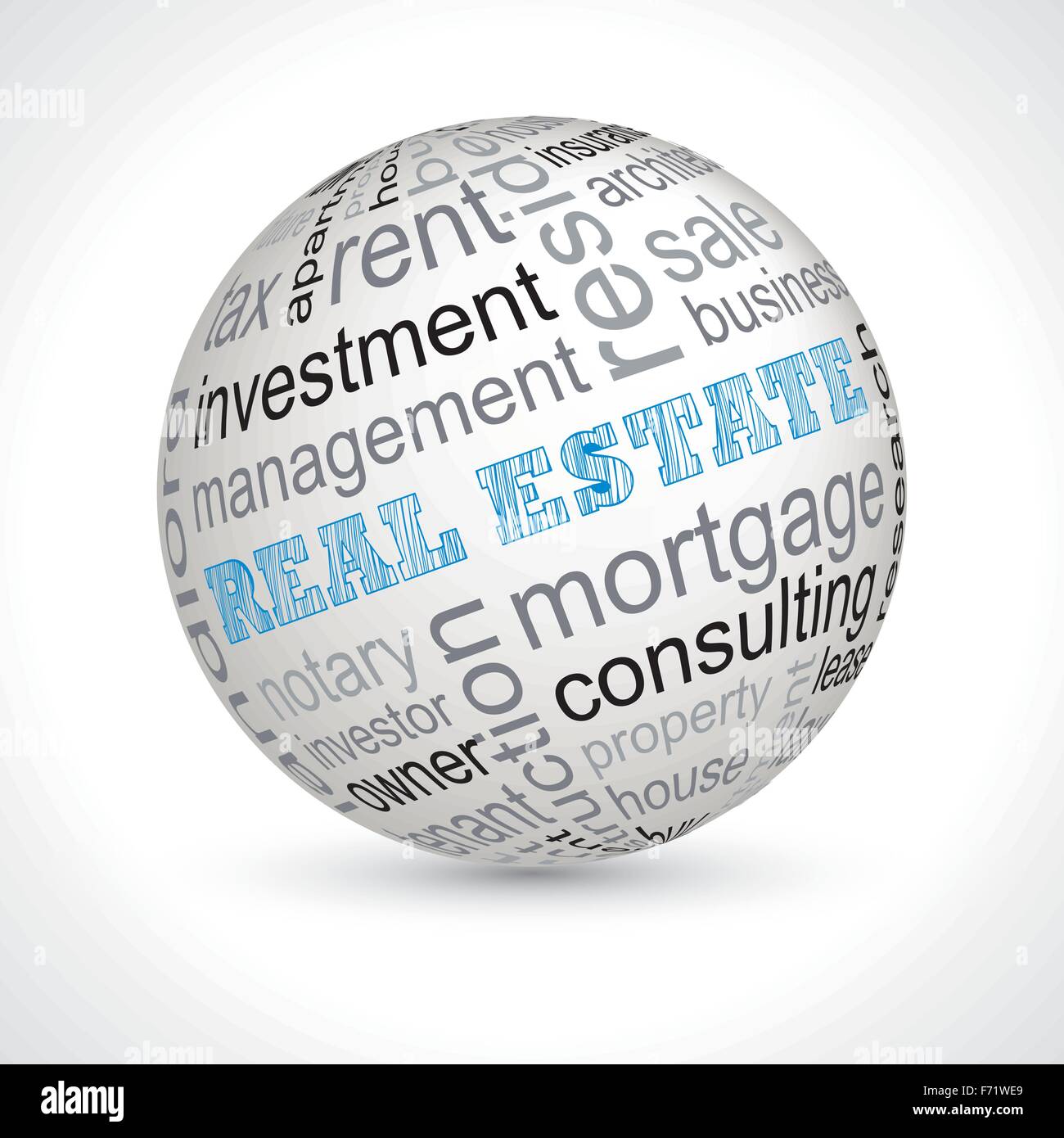 Real estate theme sfera con parole chiave vettore completo Illustrazione Vettoriale