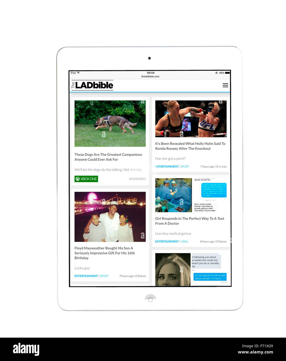 Il ragazzo la Bibbia sito web visualizzato su un Apple iPad aria Foto Stock