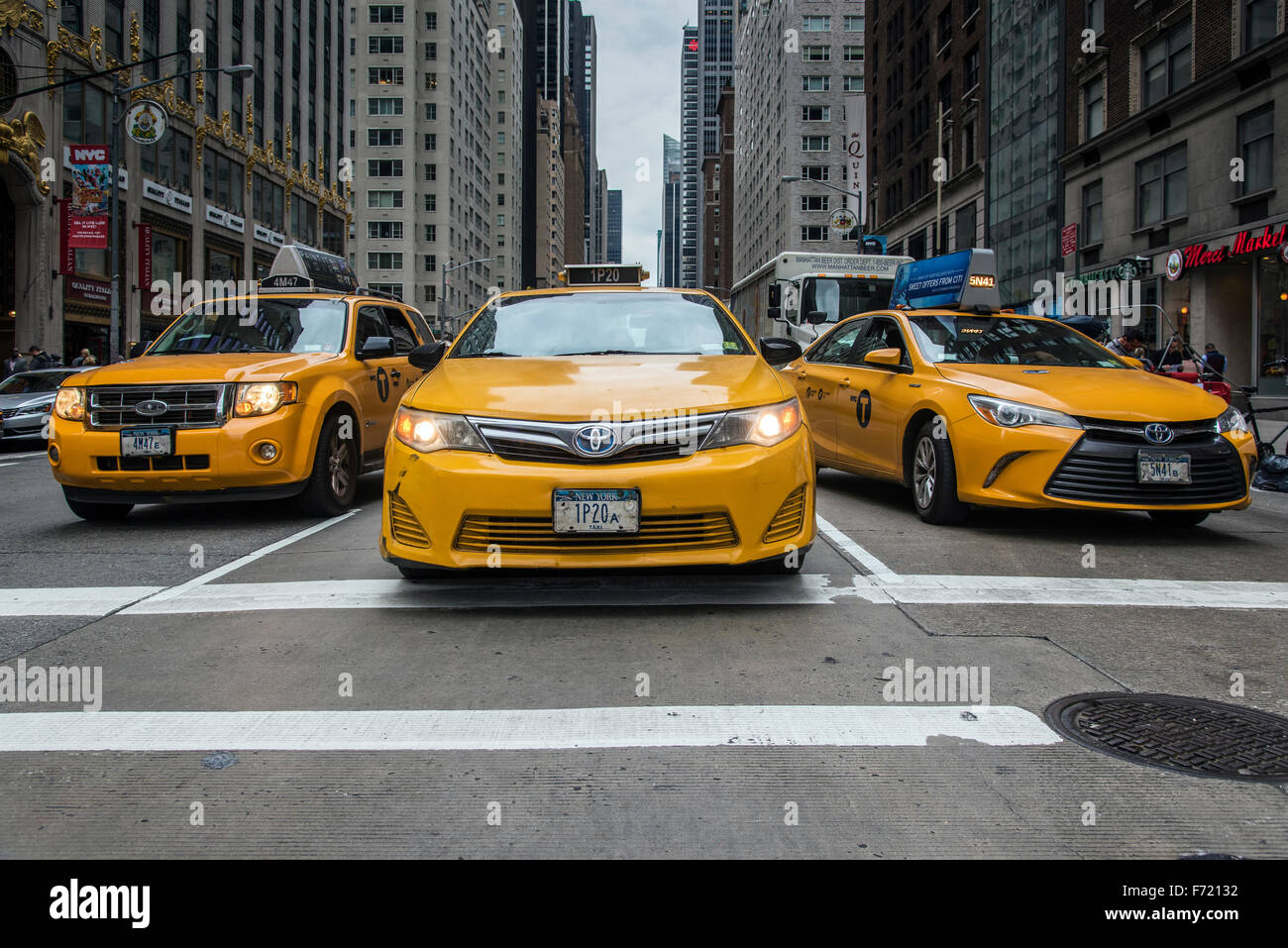 Taxi, Manhattan, New York, Stati Uniti d'America Foto Stock