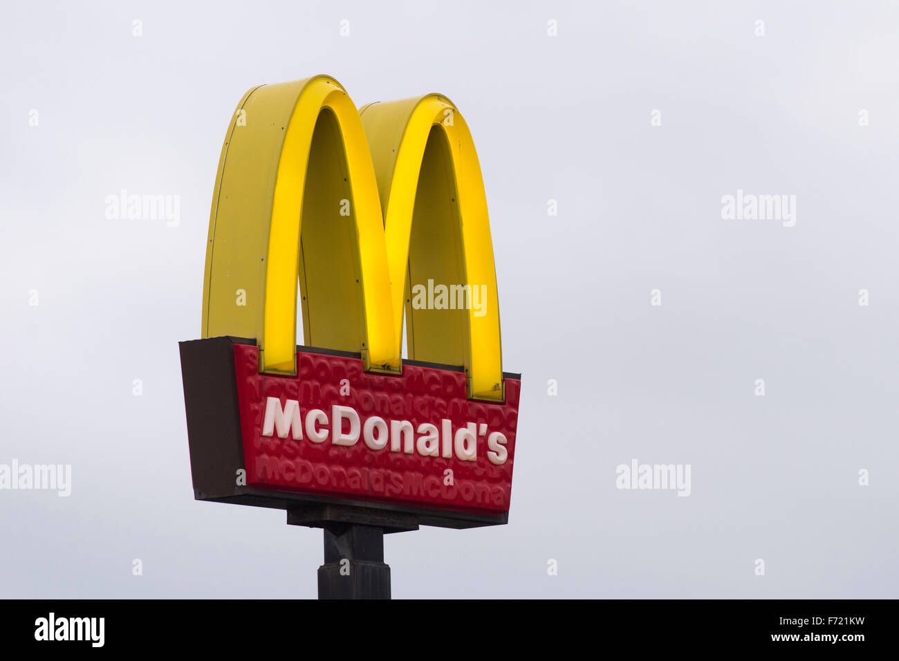 McDonald's restaurant sign logo. Foto Stock